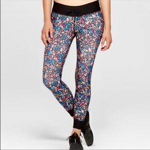 NWT Joylab Floral Print Mid-Rise Leggings with Drawstring, M